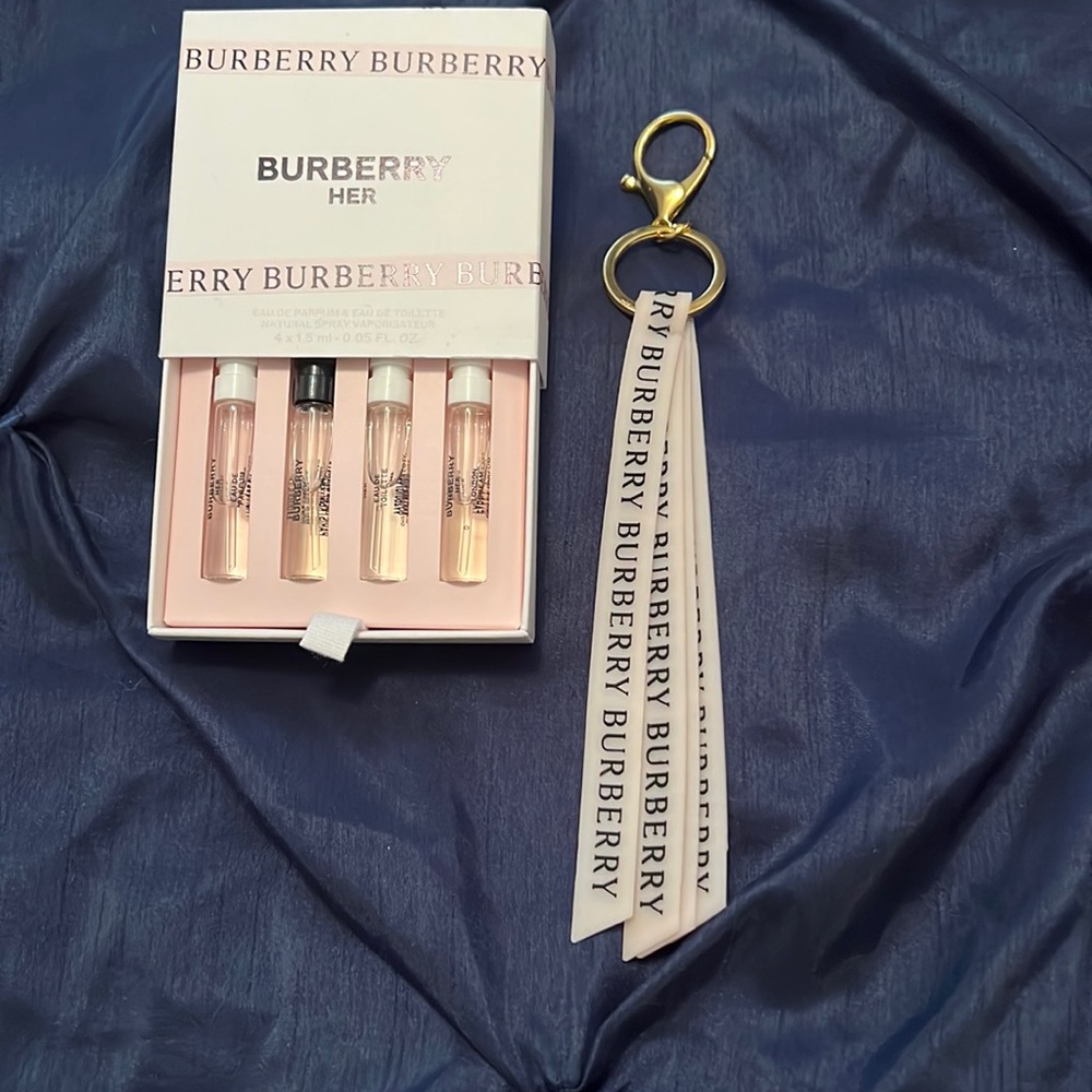 Burberry key chain and Burberry her fragrance